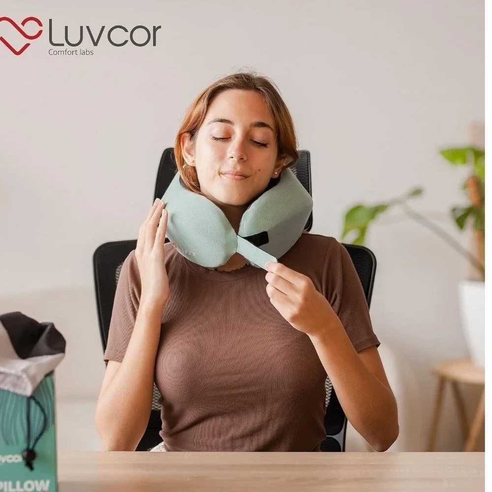 Luvcor Travel Pillow Unisex OS Imperial Green Memory Foam Bezier Curve 300 NWT